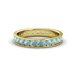 Livia Aquamarine Eternity Band Aquamarine Womens Eternity Ring Stackable ctw K Yellow Gold
