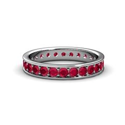 Livia Ruby Eternity Band Ruby Channel with Prong Set Womens Eternity Ring Stackable ctw K White Gold