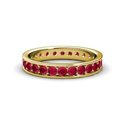 Livia Ruby Eternity Band Ruby Channel with Prong Set Womens Eternity Ring Stackable ctw K Yellow Gold