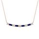 1 - Nayla 0.90 ctw Lab Grown Diamonds Round with Baguette Blue Sapphire Alternating Women Bar Pendant Necklace 