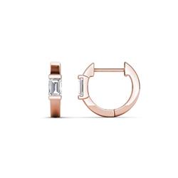 Nikki ctw Emerald Shape Lab Grown Diamonds x Women Huggie Earrings ctw Emerald Shape Lab Grown Diamonds x Women Huggie Earrings set using Channel setting in K Rose Gold