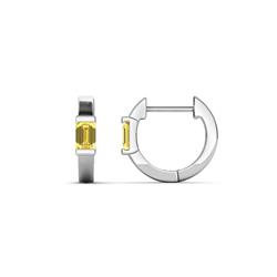 Nikki ctw Emerald Shape Yellow Sapphire x Women Huggie Earrings ctw Emerald Shape Yellow Sapphire x Women Huggie Earrings set using Channel setting in K White Gold