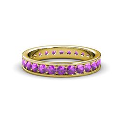 Livia Amethyst Eternity Band Amethyst Channel with Prong Set Womens Eternity Ring Stackable ctw K Yellow Gold