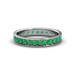 Livia Emerald Eternity Band Emerald Channel with Prong Set Womens Eternity Ring Stackable ctw K White Gold