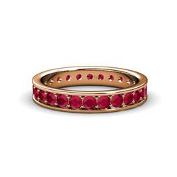 Livia Ruby Eternity Band Ruby Channel with Prong Set Womens Eternity Ring Stackable ctw K Rose Gold