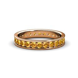 Livia Citrine Eternity Band Citrine Channel with Prong Set Womens Eternity Ring Stackable ctw K Rose Gold