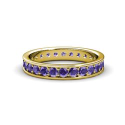 Livia Iolite Eternity Band Iolite Channel with Prong Set Womens Eternity Ring Stackable ctw K Yellow Gold