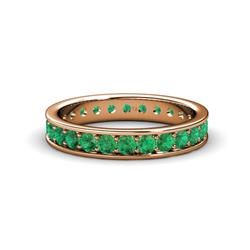 Livia Emerald Eternity Band Emerald Channel with Prong Set Womens Eternity Ring Stackable ctw K Rose Gold