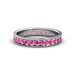 Livia Pink Sapphire Eternity Band Pink Sapphire Channel with Prong Set Womens Eternity Ring Stackable ctw Platinum