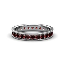 Livia Red Garnet Eternity Band Red Garnet Channel with Prong Set Womens Eternity Ring Stackable ctw Platinum