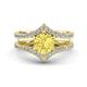 1 - Zaria 2.04 ctw Created Yellow Sapphire (6.50 mm) accented Lab Grown Diamonds Women Engagement Ring 