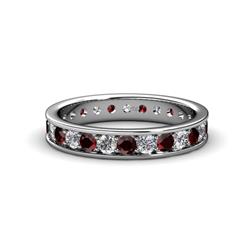 Livia Red Garnet and Diamond Eternity Band Red Garnet and Diamond Womens Eternity Ring Stackable ctw K White Gold