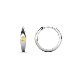 Anissa Yellow Sapphire Dome Women Huggie Earrings ctw Yellow Sapphire Dome Women Huggie Earrings bezel set in K White Gold