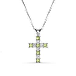 Ethel Peridot and Diamond Cross Pendant Princess Cut Peridot and Diamond ctw Womens Cross Pendant Necklace K White GoldIncluded inches K White Gold Chain