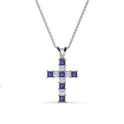 Ethel Iolite and Diamond Cross Pendant Princess Cut Iolite and Diamond ctw Womens Cross Pendant Necklace K White GoldIncluded inches K White Gold Chain