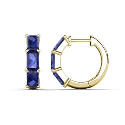 Adele ctw Emerald Shape Iolite x Women Huggie Earrings ctw Emerald Shape Iolite x Women Huggie Earrings set using Prong Setting in K Yellow Gold