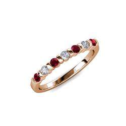 Macie Ruby and Diamond Wedding Band Ruby and Diamond SI G H Stone Wedding Band ctw in K Rose Gold