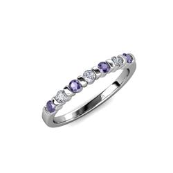 Macie Iolite and Diamond Wedding Band Iolite and Diamond SI G H Stone Wedding Band ctw in K White Gold