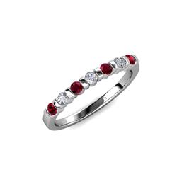 Macie Ruby and Diamond Wedding Band Ruby and Diamond SI I G H Stone Wedding Band ctw in K White Gold