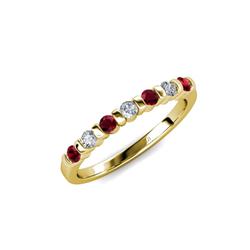 Macie Ruby and Diamond Wedding Band Ruby and Diamond SI I G H Stone Wedding Band ctw in K Yellow Gold