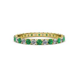 Audrey Emerald and Diamond U Prong Eternity Band Emerald and Diamond ctw U Prong Womens Eternity Ring Stackable K Yellow Gold