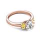 2 - Gemma 8x6 mm Oval Cut GIA Certified Natural Diamond and Yellow Sapphire Trellis Three Stone Engagement Ring 