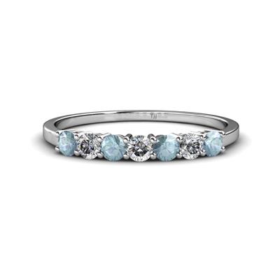 Vivian Aquamarine and Diamond Stone Wedding Band