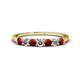 1 - Vivian 3.00 mm Red Garnet and Diamond 7 Stone Wedding Band 