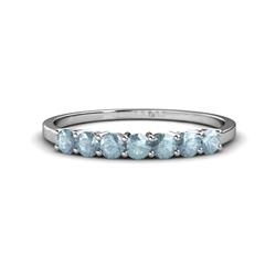 Vivian Aquamarine Wedding Band Aquamarine ctw Stone Side Gallery Womens Wedding Band Stackable in K White Gold