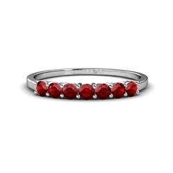 Vivian Red Garnet Wedding Band Red Garnet ctw Stone Side Gallery Womens Wedding Band Stackable in Platinum