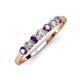 2 - Vivian 3.00 mm Amethyst and Diamond 7 Stone Wedding Band 