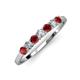 2 - Vivian 3.00 mm Red Garnet and Diamond 7 Stone Wedding Band 