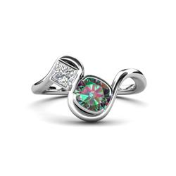 Nerida ctw Cushion Shape Created Alexandrite and Princess Shape Lab Grown Diamond Women Toi Et Moi Wave Engagement Ring ctw Cushion Shape Created Alexandrite and Princess Shape Lab Grown Diamond Women Two Stone Duo Wave Engagement Ring in K White Gold