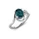 3 - Lioren 1.62 ctw Oval Shape London Blue Topaz accented Round Lab Grown Diamond Split Shank Women Wave Solitaire Plus Engagement Ring 