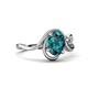 4 - Lioren 1.62 ctw Oval Shape London Blue Topaz accented Round Lab Grown Diamond Split Shank Women Wave Solitaire Plus Engagement Ring 