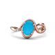 1 - Lioren 1.07 ctw Oval Shape Turquoise accented Round Lab Grown Diamond Split Shank Women Wave Solitaire Plus Engagement Ring 