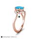 5 - Lioren 1.07 ctw Oval Shape Turquoise accented Round Lab Grown Diamond Split Shank Women Wave Solitaire Plus Engagement Ring 