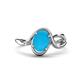 1 - Lioren 1.07 ctw Oval Shape Turquoise accented Round Lab Grown Diamond Split Shank Women Wave Solitaire Plus Engagement Ring 