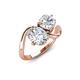 3 - Velona 2.45 ctw IGI Certified Oval Shape Lab Grown Diamond (8.5 x 6 mm) and IGI Certified Cushion Shape Lab Grown Diamond (6 mm) Women Toi Et Moi Wave Engagement Ring 