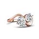 4 - Velona 2.45 ctw IGI Certified Oval Shape Lab Grown Diamond (8.5 x 6 mm) and IGI Certified Cushion Shape Lab Grown Diamond (6 mm) Women Toi Et Moi Wave Engagement Ring 