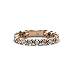 Ashlyn Aquamarine and Diamond Eternity Band Aquamarine and Diamond Bezel Set Womens Three Quarter Eternity Ring Stackable ctw K Rose Gold