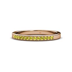 Janice Yellow Diamond Stone Wedding Band Yellow Diamond Stone Milgrain Womens Wedding Band Stackable ctw K Rose Gold