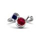 1 - Nerida 1.60 ctw Cushion Shape Created Ruby and Princess Shape Created Blue Sapphire Women Toi Et Moi Wave Engagement Ring 