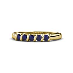 Talia Blue Sapphire Wedding Band Blue Sapphire Stone Bar Set Wedding Band ct tw in K Yellow Gold