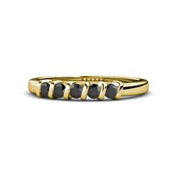 Talia Black Diamond Wedding Band Black Diamond Stone Bar Set Wedding Band ct tw in K Yellow Gold