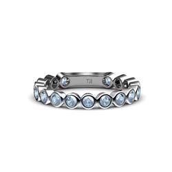 Ashlyn Aquamarine Eternity Band Aquamarine Bezel Set Womens Three Quarter Eternity Ring Stackable ctw K White Gold