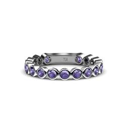 Ashlyn Iolite Eternity Band Iolite Bezel Set Womens Three Quarter Eternity Ring Stackable ctw K White Gold