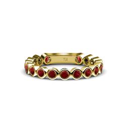 Ashlyn Red Garnet Eternity Band Red Garnet Bezel Set Womens Three Quarter Eternity Ring Stackable ctw K Yellow Gold