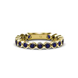 Ashlyn Blue Sapphire Eternity Band Blue Sapphire Bezel Set Womens Three Quarter Eternity Ring Stackable ctw K Yellow Gold