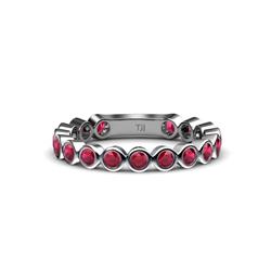 Ashlyn Ruby Eternity Band Ruby Bezel Set Womens Three Quarter Eternity Ring Stackable ctw K White Gold